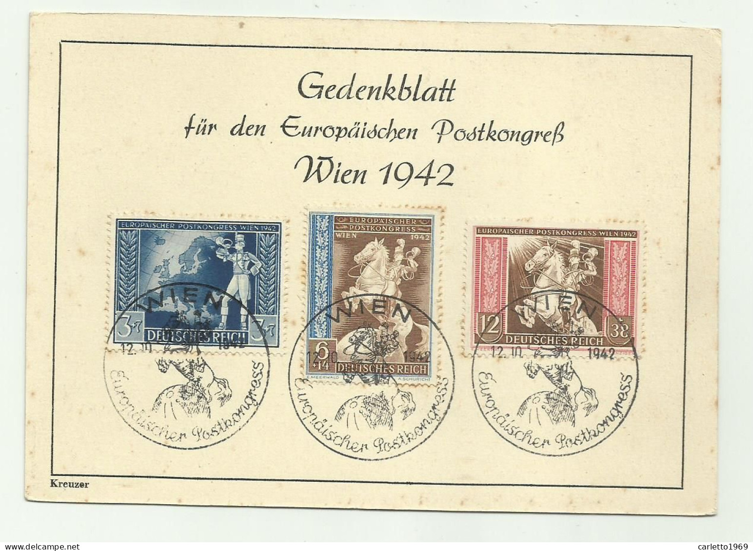 DEUTSCHES REICH - CONGRESSO POSTALE EUROPEO 1942 - Briefkaarten