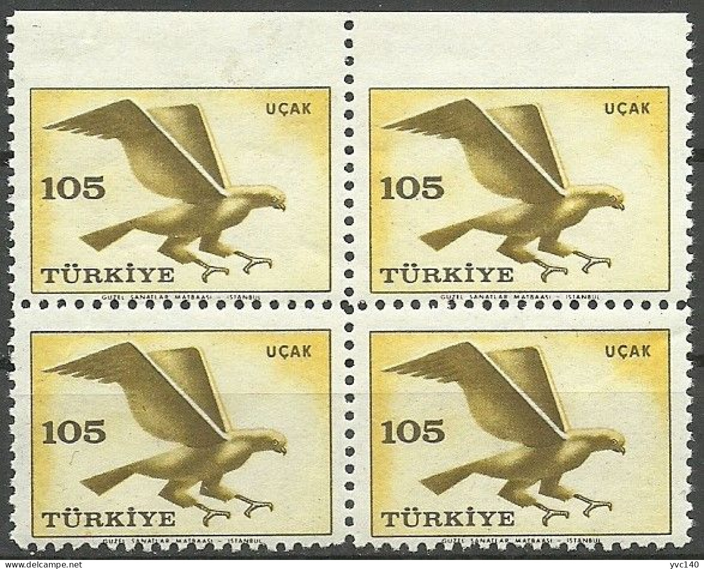 Turkey; 1959 Airmail Stamp 105 K. ERROR "Imperf. Edge" - Ungebraucht