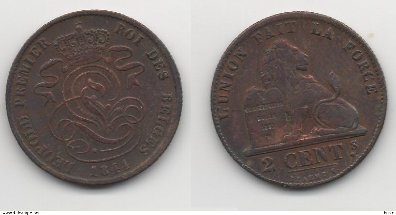 + BELGIQUE    + 2 CENTIMES 1844 + - 2 Cent