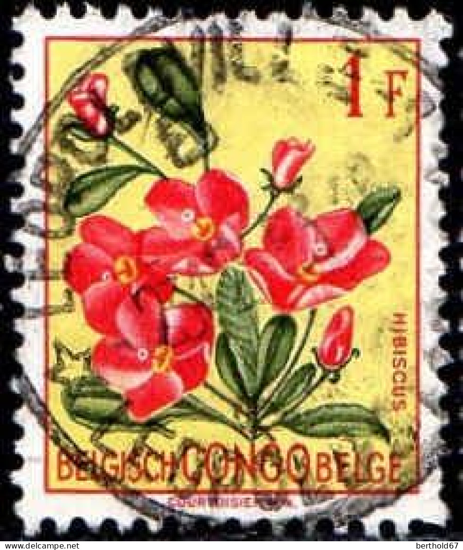 Congo Belge Poste Obl Yv:310 Mi:303 Hibiscus (TB Cachet Rond) - Oblitérés