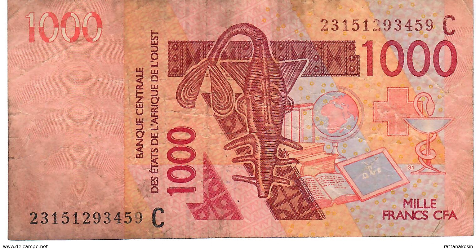 W.A.S. BURKINA FASO P315Cw 1000 FRANCS (20)23 2023 Signature 46 FINE - West African States
