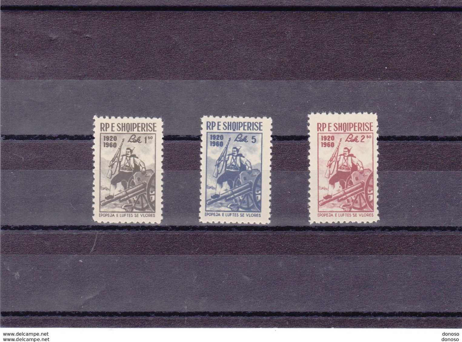 ALBANIE 1960 BATAILLE DE VLORA, Canon  Yvert 534-536, Michel 609-611 NEUF** MNH Cote 6 Euros - Albanien