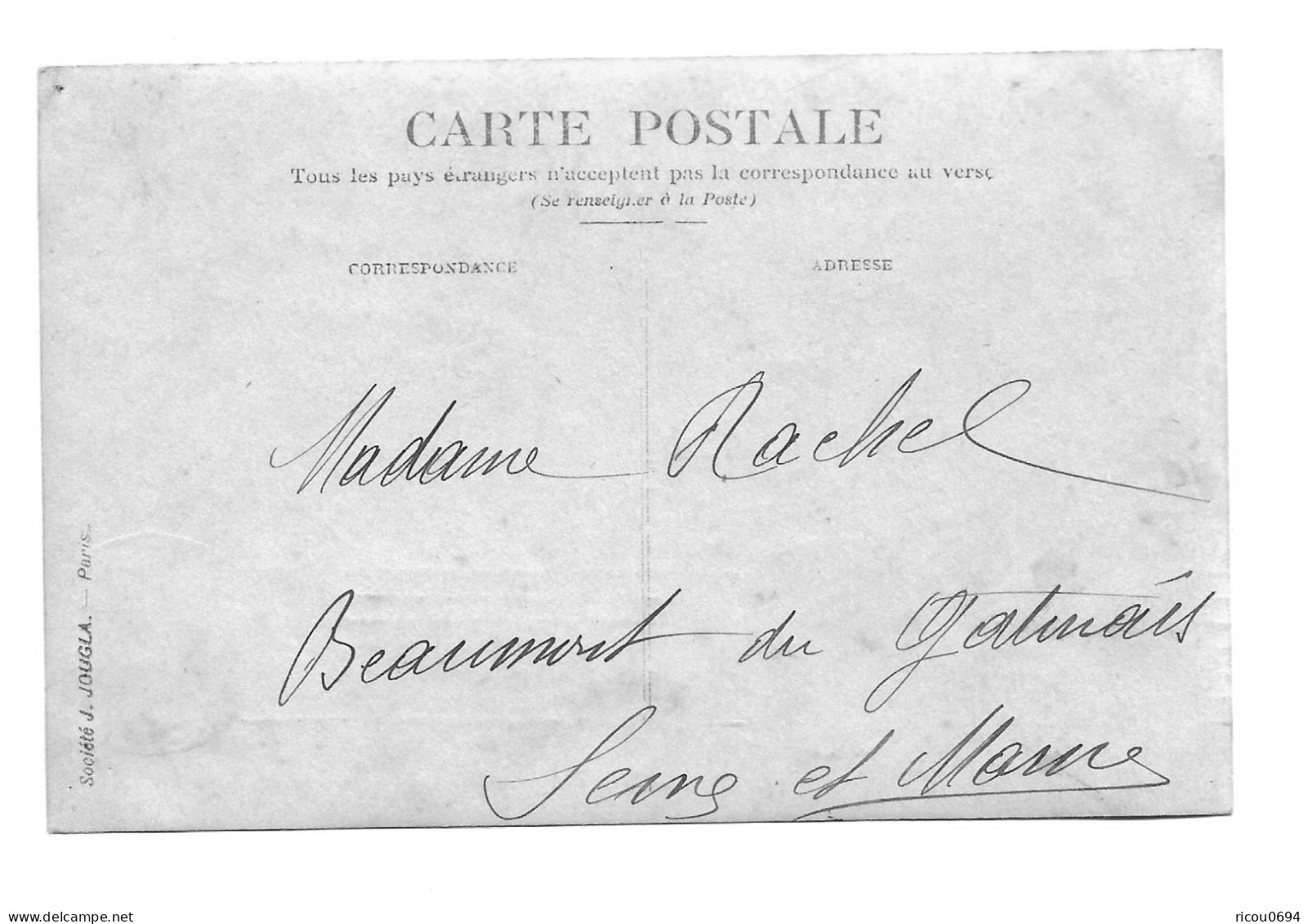 Carte Photo - PARIS 1er - 18 Rue JJ Rousseau - Epicerie Digas - 1911 - BE - Arrondissement: 01