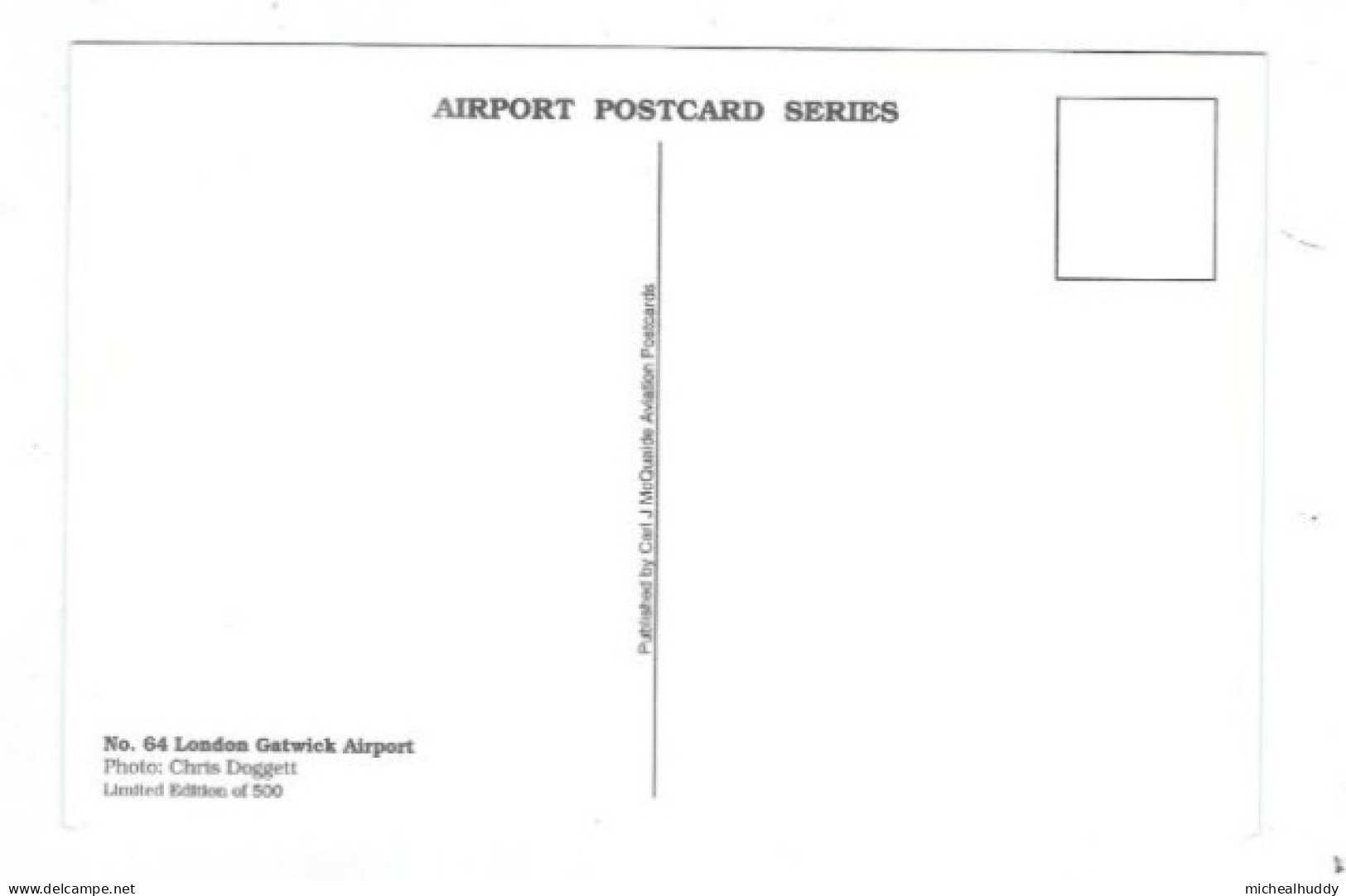 POSTCARD   PUBL BY  BY C MCQUAIDE IN HIS AIRPORT SERRIES  LONDON GATWICK  CARD N0 64 - Vliegvelden