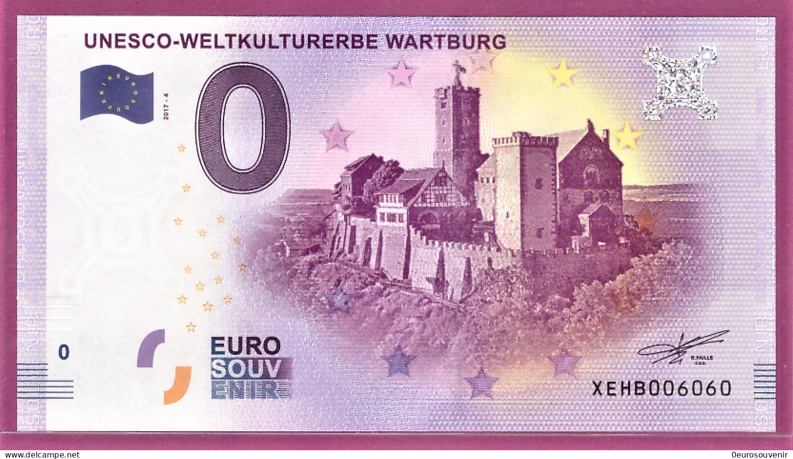 0-Euro XEHB 2017-4 UNESCO-WELTKULTURERBE WARTBURG - EISENACH S-11 XOX - Privatentwürfe