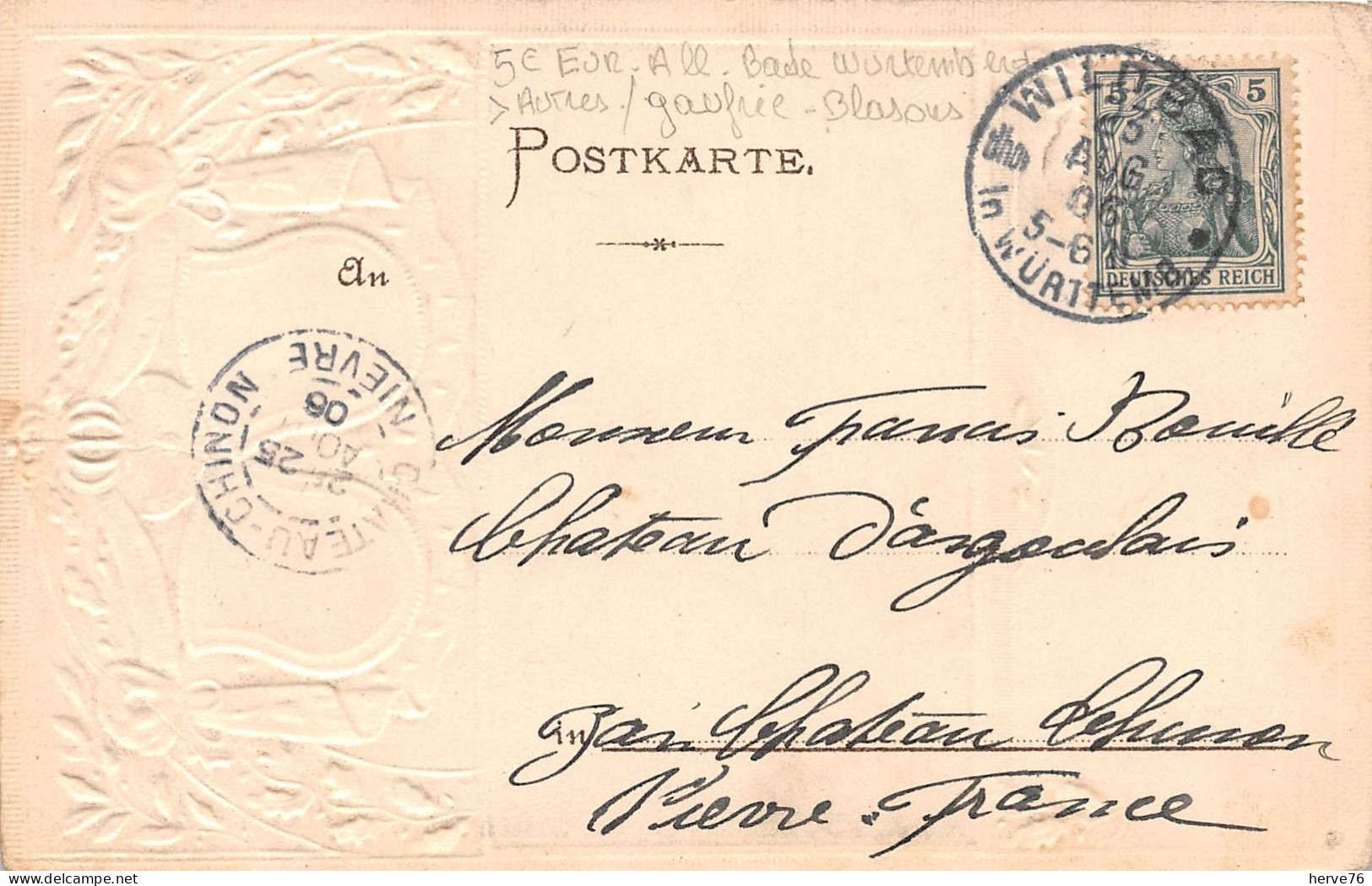 ALLEMAGNE - CPA Fantaisie Gaufrée - WILDBAD - Blason - 1906 - Other & Unclassified