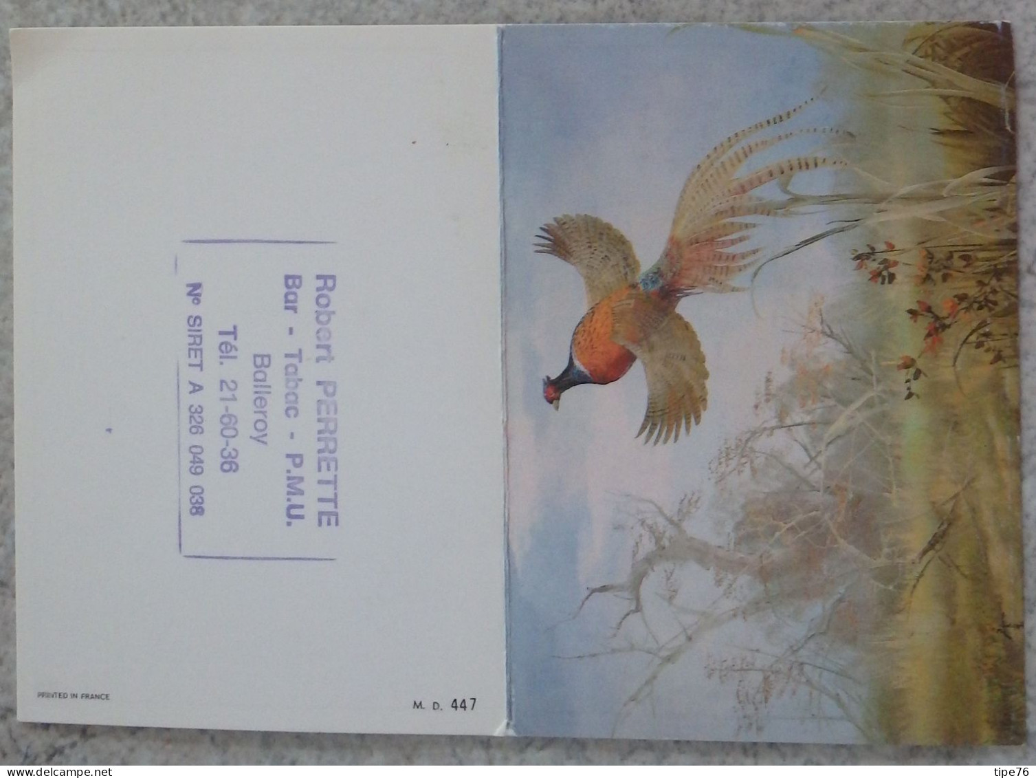 Petit Calendrier De Poche 1993 Illustration Oiseau Faisan  Balleroy Calvados - Petit Format : 1991-00