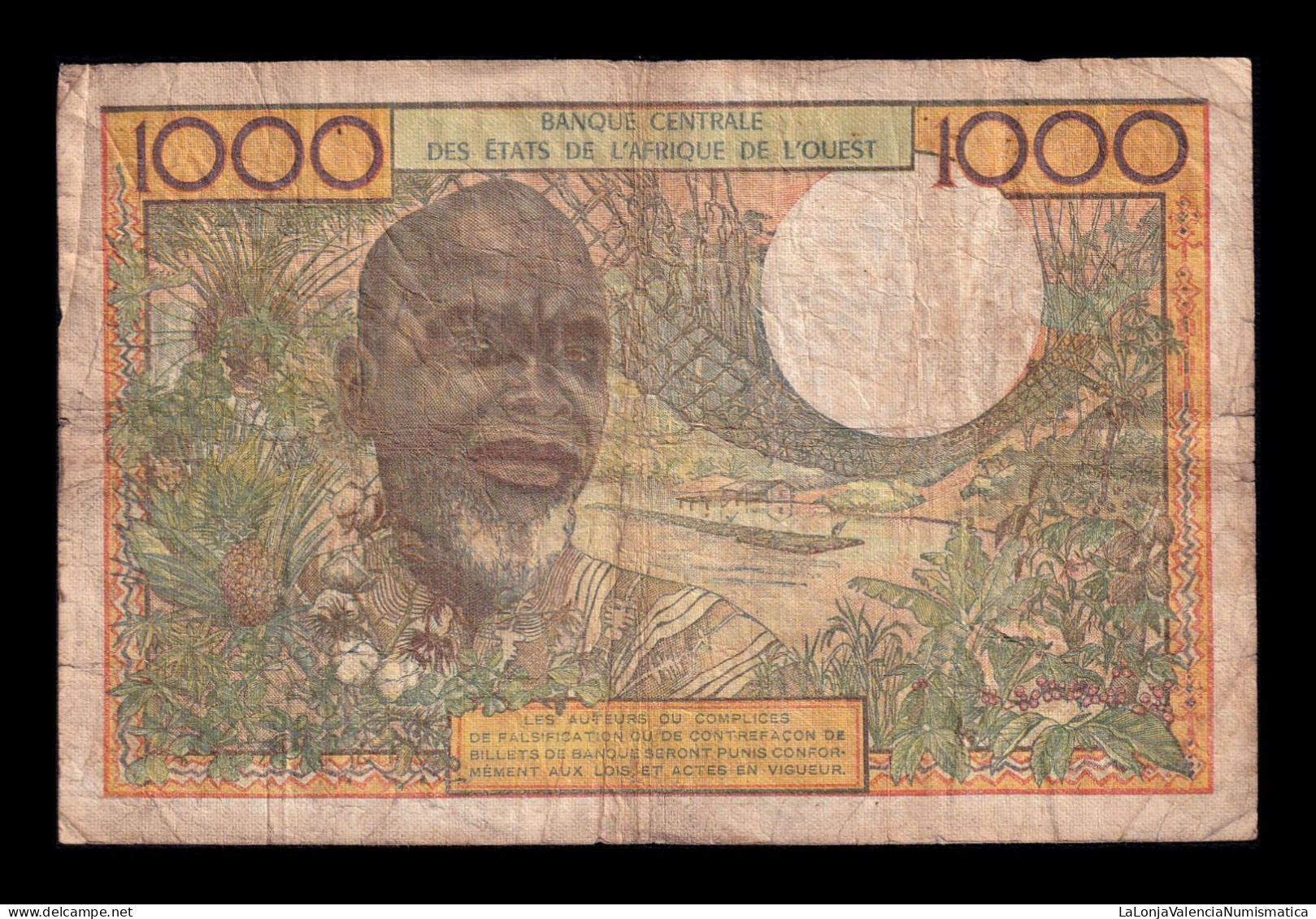 West African St. Senegal 1000 Francs ND (1959-1965) Pick 703Km Bc/Mbc F/Vf - Estados De Africa Occidental