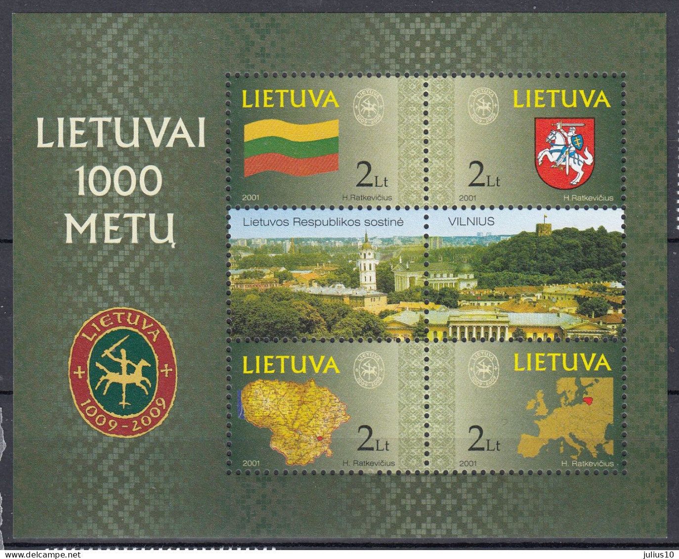 LITHUANIA 2001 Millennium MNH(**) Mi Bl 22 #Lt1038 - Lituanie