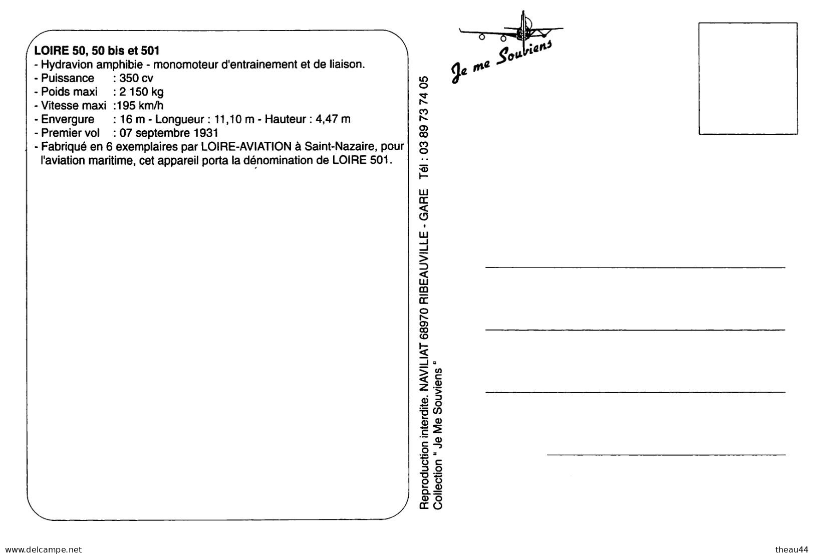 SAINT-NAZAIRE - Lot de 8 Cartes d'Avions fabriqué par Loire-Aviation - SNCASO - LOIRE 50, 301, 130, 210 - LATECOERE 631