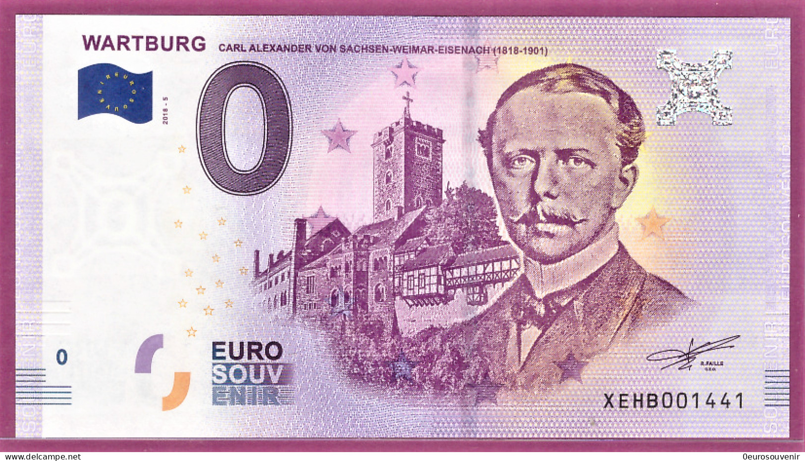 0-Euro XEHB 2018-5 WARTBURG - CARL ALEXANDER VON SACHSEN-WEIMAR-EISENACH - Private Proofs / Unofficial