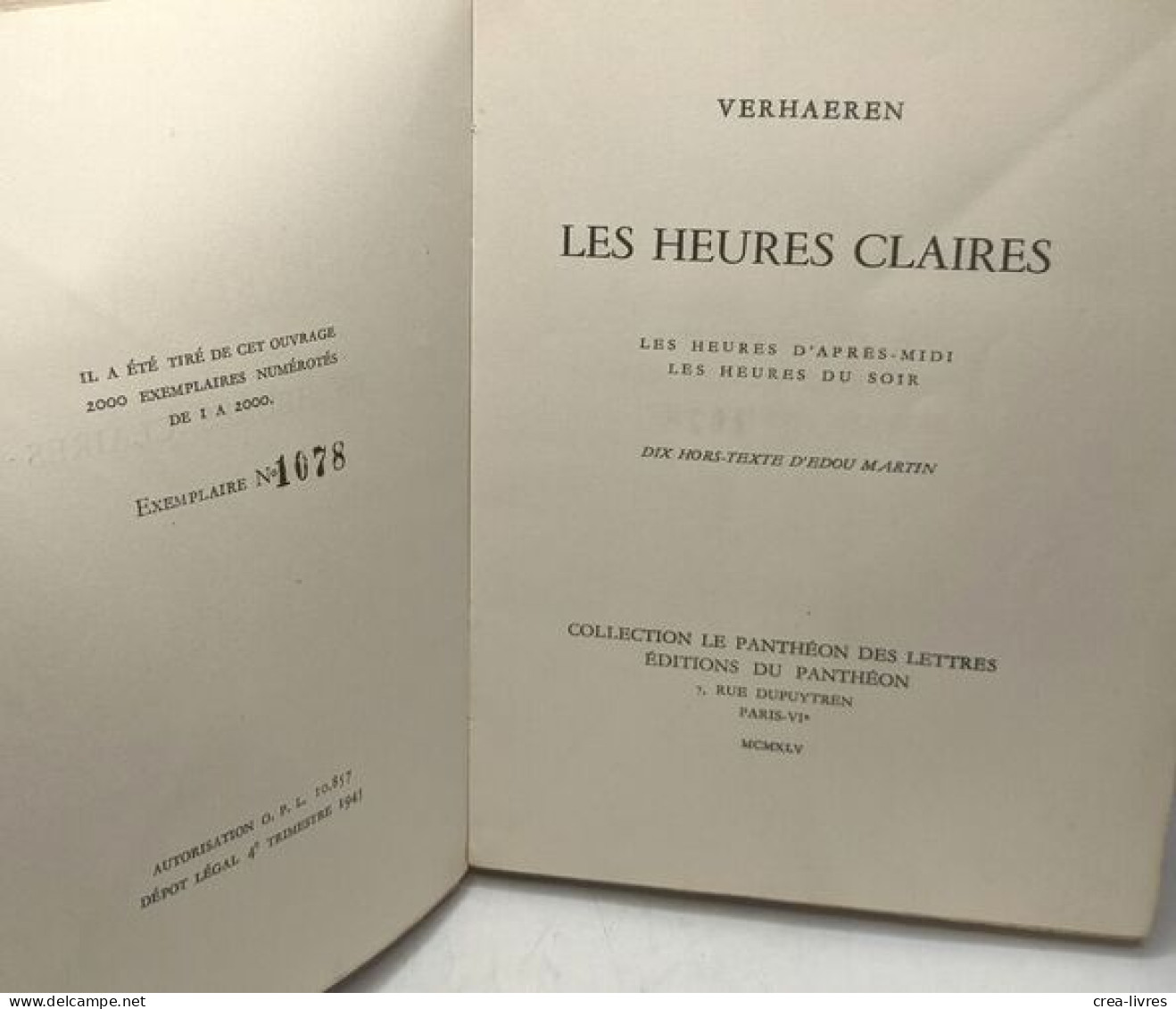 Les Heures Claires Les Heures D'après-midi Les Heures Du Soir - 10 Hors-texte D'Edou Martin - Other & Unclassified