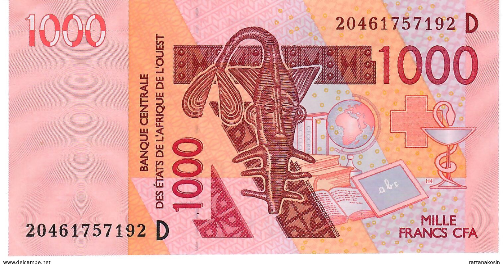 W.A.S. MALI P415Dt  1000 FRANCS (20)20 2020 Signature 44  AVF - West African States