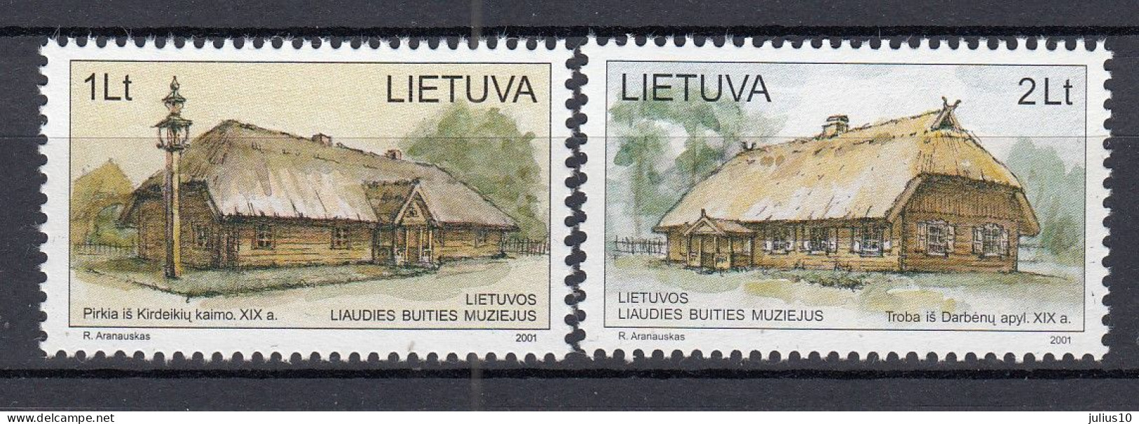 LITHUANIA 2001 Ethnographic Buildings MNH(**) Mi 770-771 #Lt1046 - Lithuania