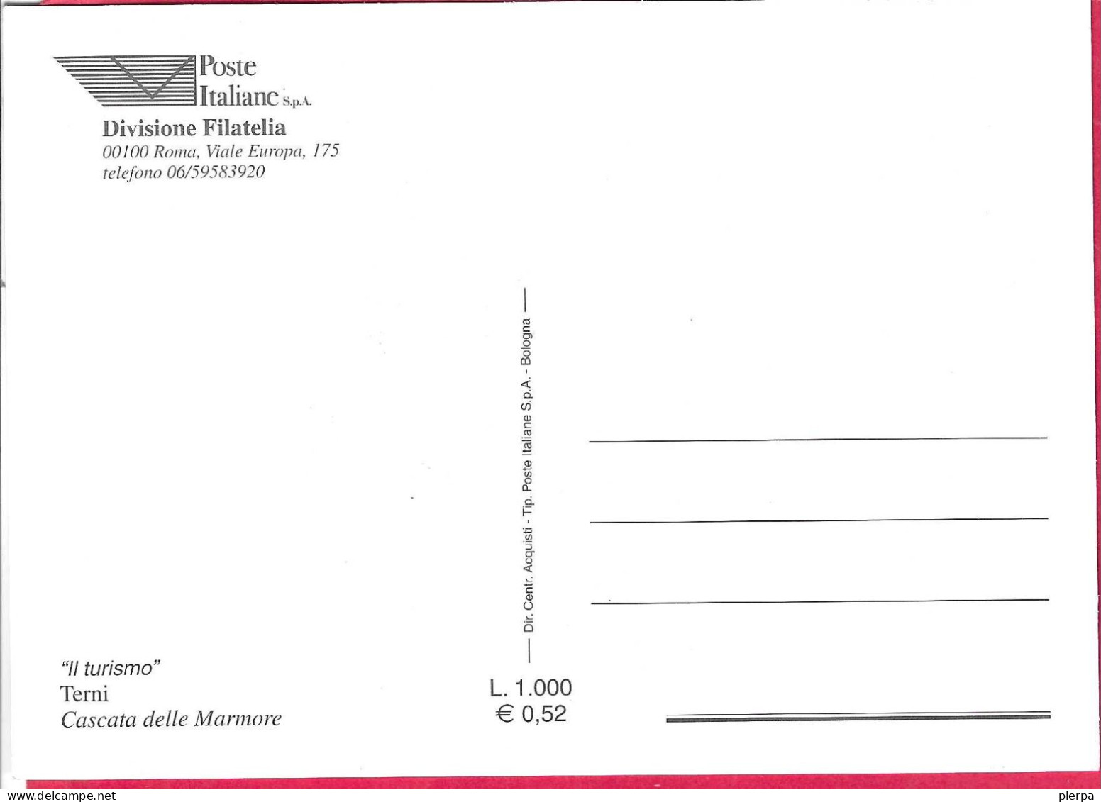 TERNI - CASCATE DELLE MARMORE - EDIZIONE POSTE ITALIANE - NUOVA - Timbres (représentations)