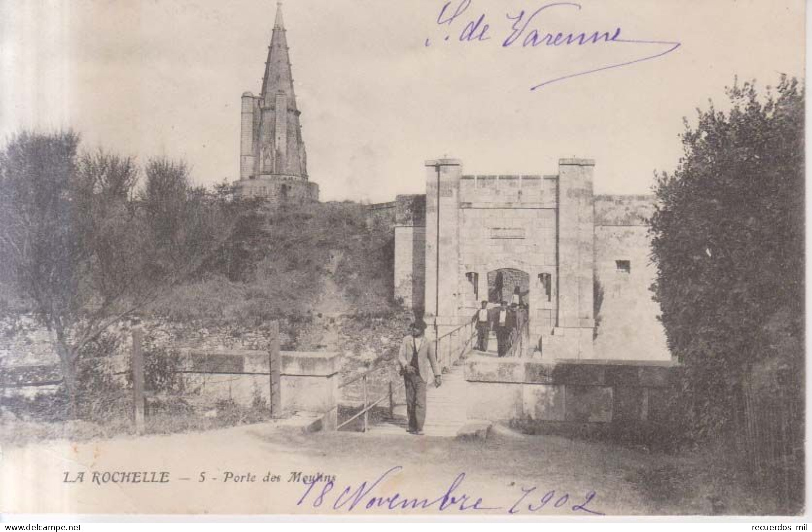 La Rochelle Porte Des Moulins  Carte Postale Animee 1902 - La Rochelle