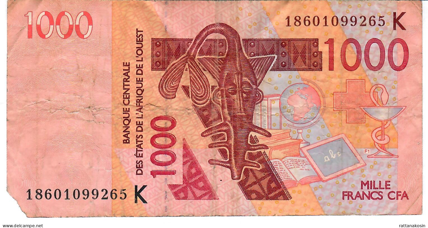 W.A.S. SENEGAL  P715Kr 1000 FRANCS (20)18 2018 Signature 43   VG - Stati Dell'Africa Occidentale