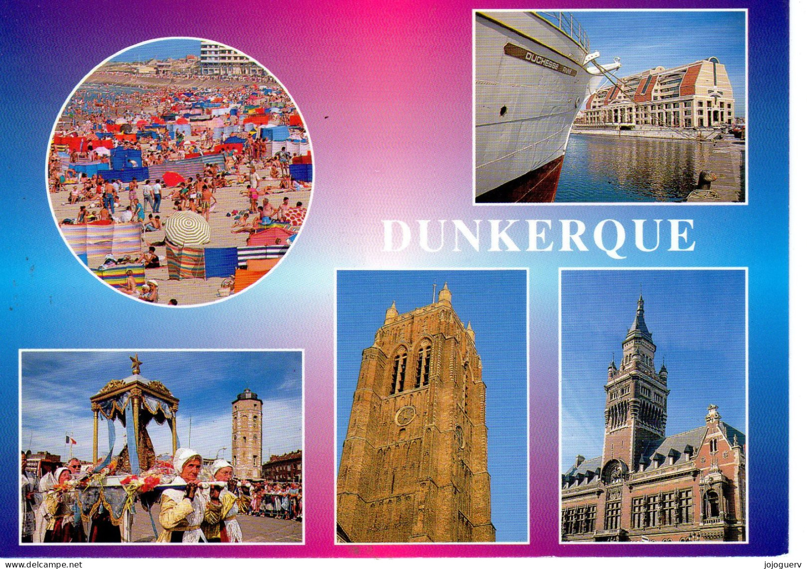 Dunkerque 5 Vues ( Plage , Communauté Urbaine , Procession De Notre Dame Des Dunes , Beffroi , Hôtel De Ville - Dunkerque