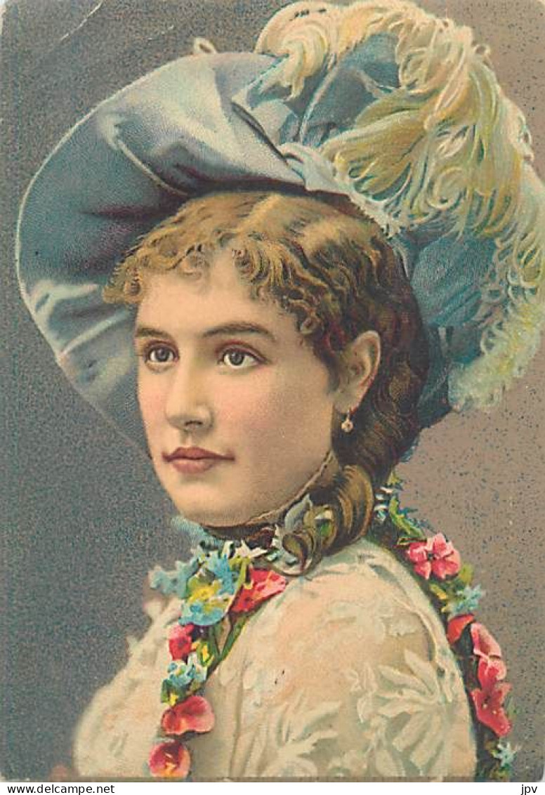 Véritable Chromolithographie : BEAU PORTRAIT, JEUNE FILLE AU CHAPEAU. - Autres & Non Classés