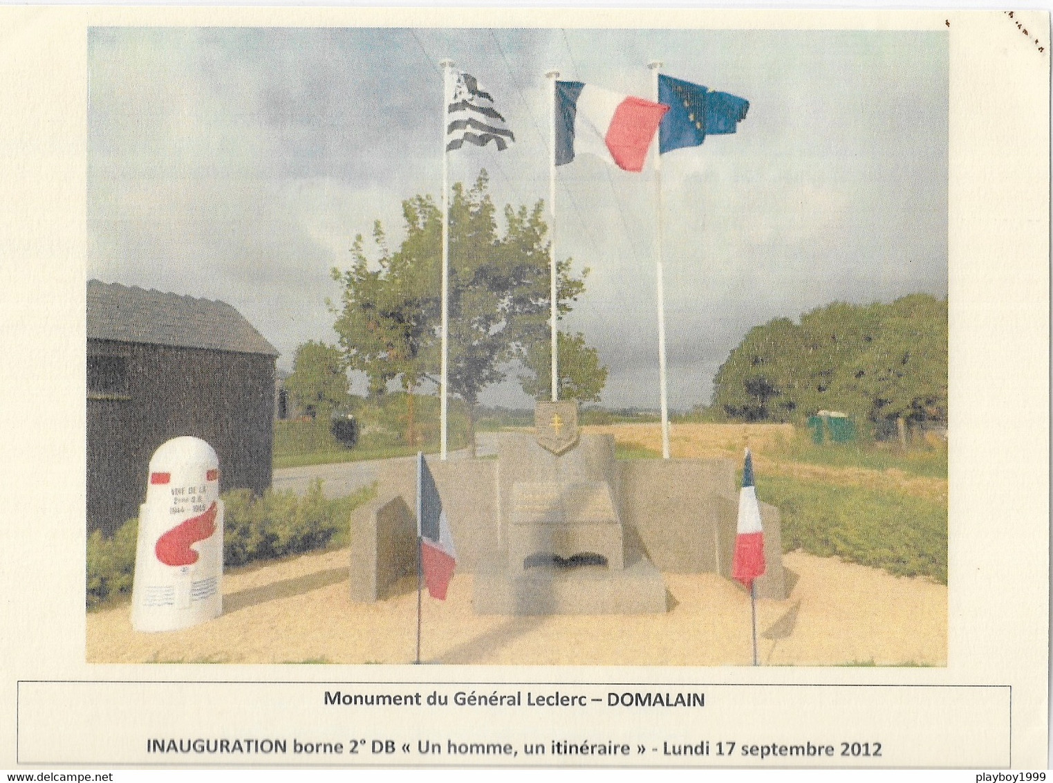 Vieux Papiers - Documents Historiques - Photo Plastifiée Du Monument Du Général Leclerc - Domalain Le Lundi 17-09- 2012 - Documents Historiques