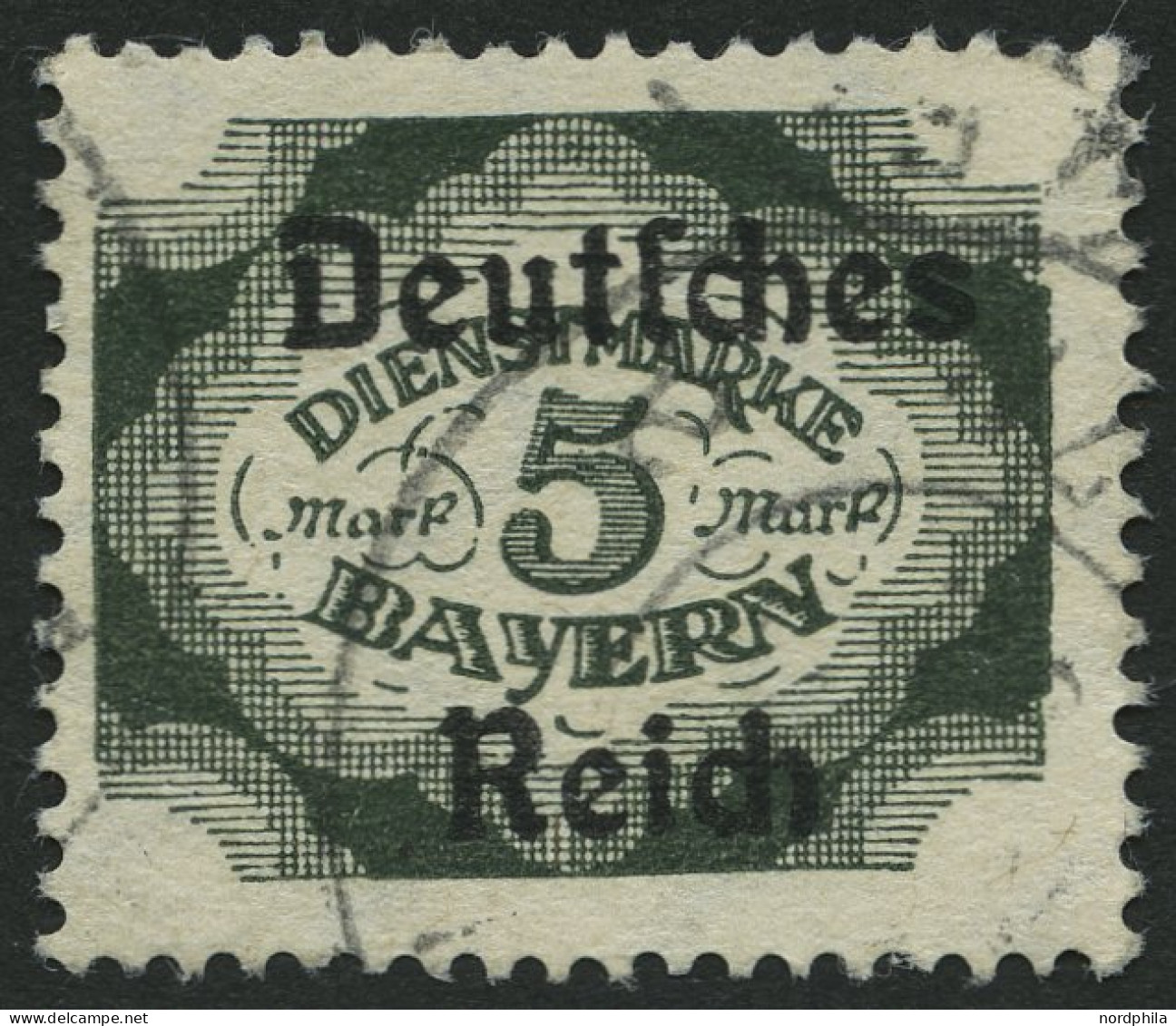DIENSTMARKEN D 51 O, 1920, 5 M. Grünschwarz, Pracht, Gepr. Infla, Mi. 35.- - Service
