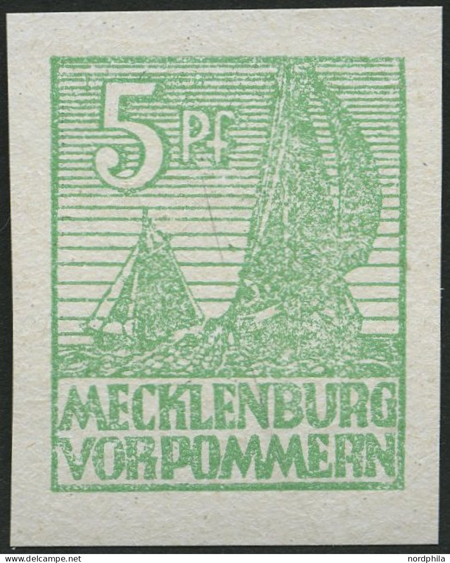 MECKLENBURG-VORPOMMERN 32xb **, 1946, 5 Pf. Mittelgrün, Kreidepapier, Pracht, Gepr. Kramp, Mi. 240.- - Sonstige & Ohne Zuordnung