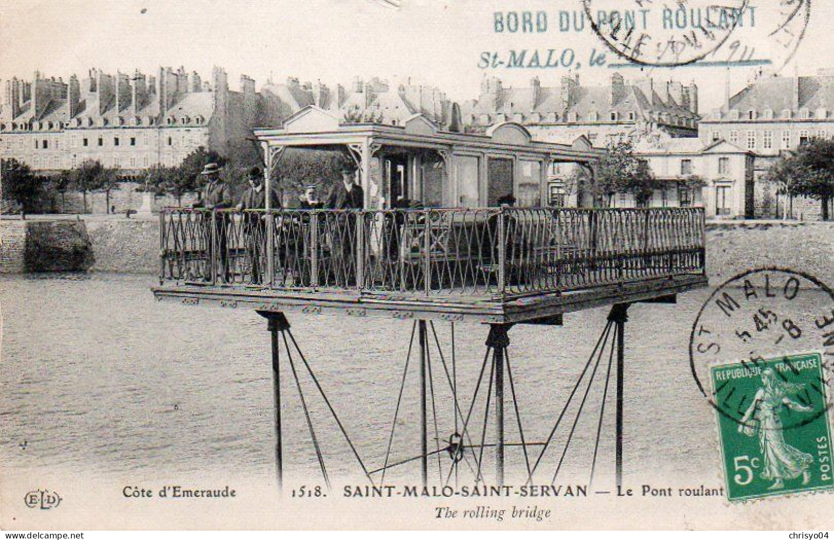 4V4Sb   35 Saint Malo Bord Du Pont Roulant Cachet Tampon 1911 - Saint Malo