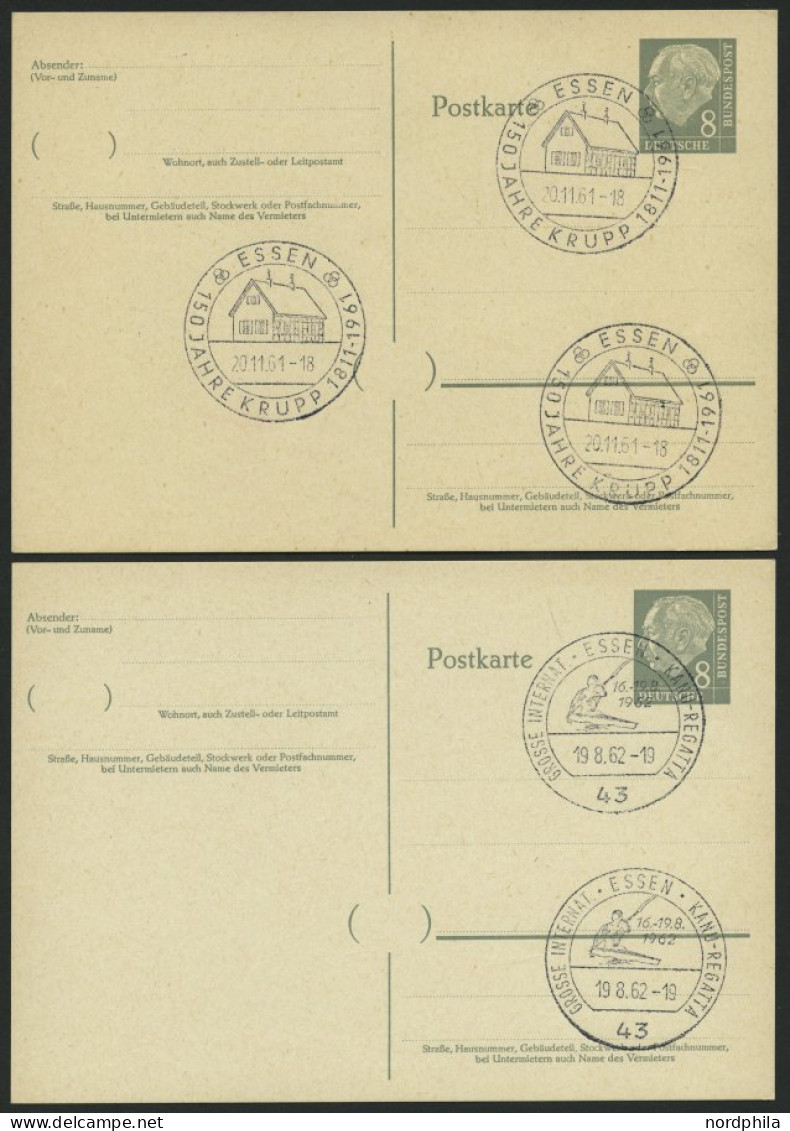 GANZSACHEN P 36 BRIEF, 1961, 8 Pf. Heuß Mit Postfachnummer Statt Postschließfachnummer, 2 Leer Gestempelte Karten Mit Ve - Autres & Non Classés