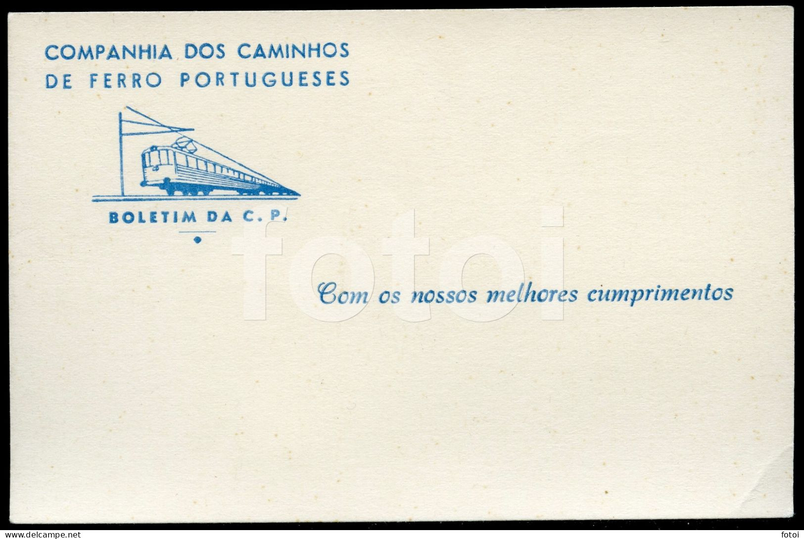 60s TRAIN COMPANY CARD COMPANHIA DOS CAMINHOS DE FERRO PORTUGUESES COMBOIOS COMBOIO CP PORTUGAL AT299 - Visiting Cards