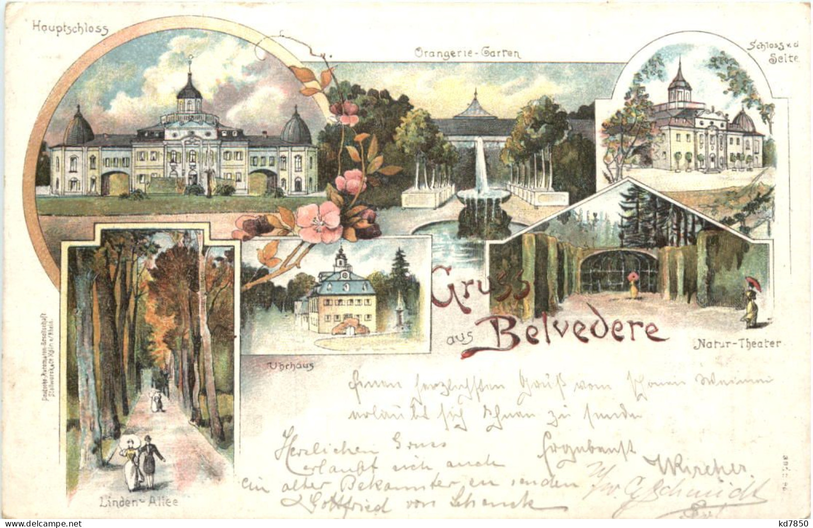 Weimar - Gruss Aus Belvedere - Litho - Weimar