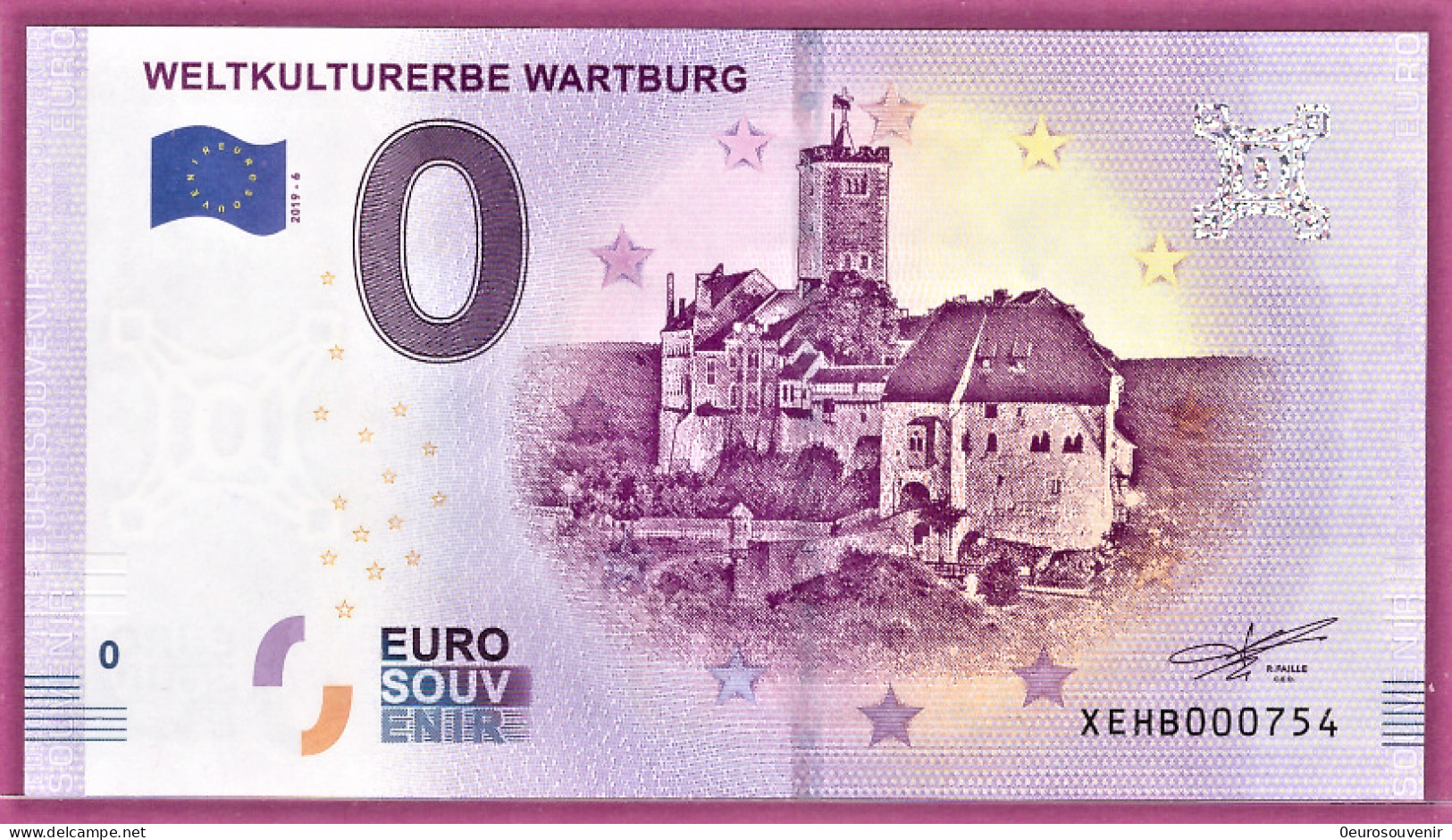 0-Euro XEHB 2019-6 /1 WELTKULTURERBE WARTBURG R3.1 - Essais Privés / Non-officiels