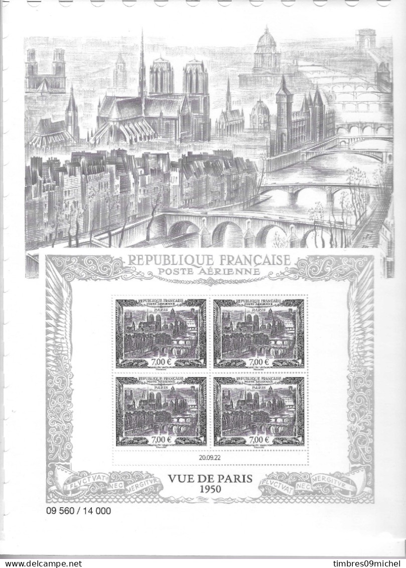 France - Bloc Du Salon D'automne 2022 - Poste Aérienne - Vue De Paris -  Sous Blister - Souvenir Blocks & Sheetlets