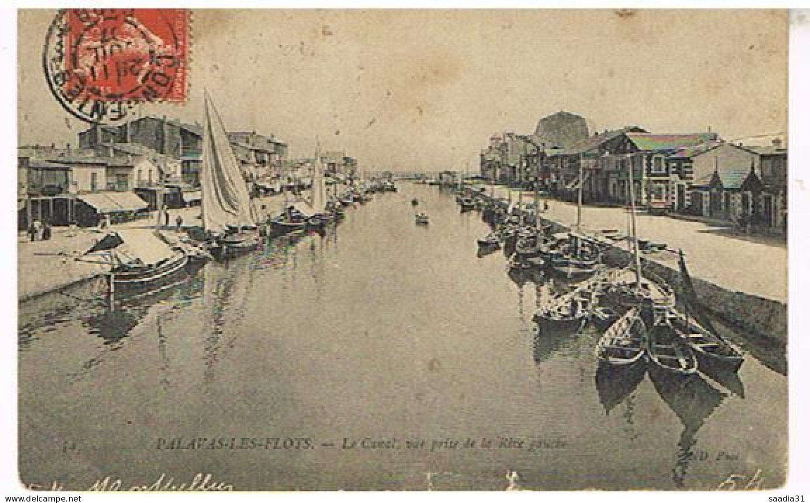 34  PALAVAS LES FLOTS  LE CANAL VUE PRISE DE LA RIVE GAUCHE  1907 - Palavas Les Flots