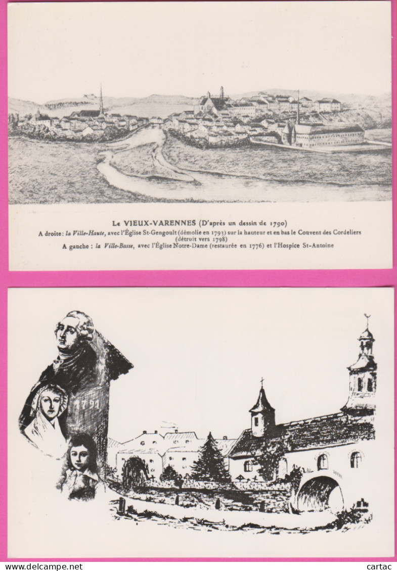 D55 - VARENNES EN ARGONNE - Lot De 2 CPM - LE VIEUX VARENNES - L'ÉGLISE DU CHÂTEAU ET LE PORCHE OÙ FUT ARRÊTÉ.... - Otros & Sin Clasificación