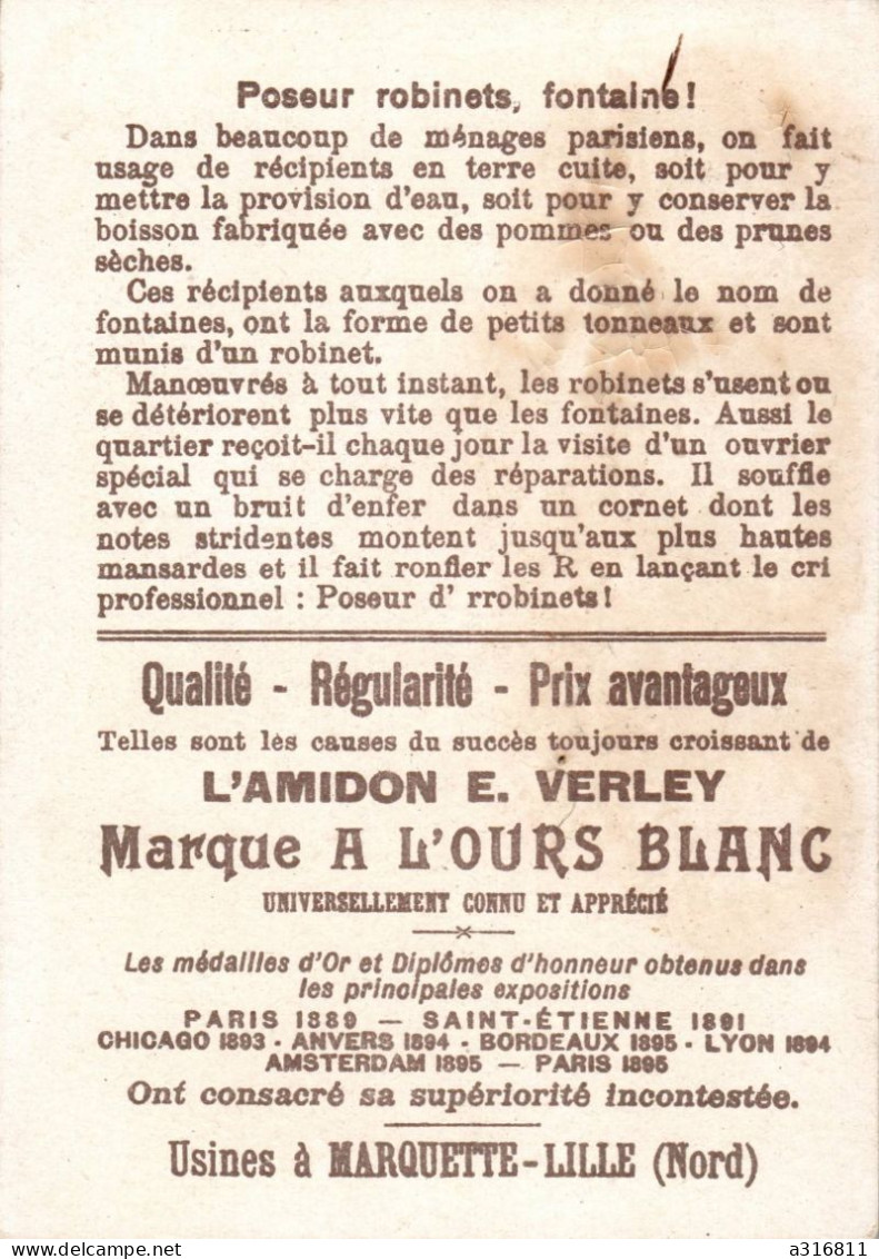 CHROMO AMIDON E.VERLEY . LILLE . A L'OURS BLANC . TONDEUR DE CHIENS - Autres & Non Classés