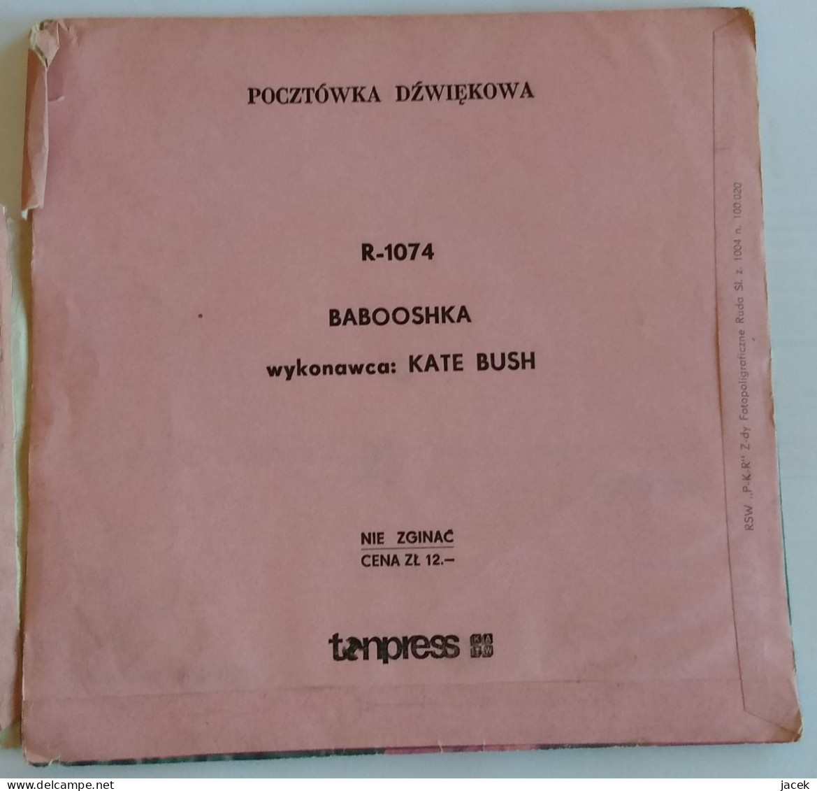 45 Rpm Polish Flexi Card Kate Bush Babooshka - Special Formats