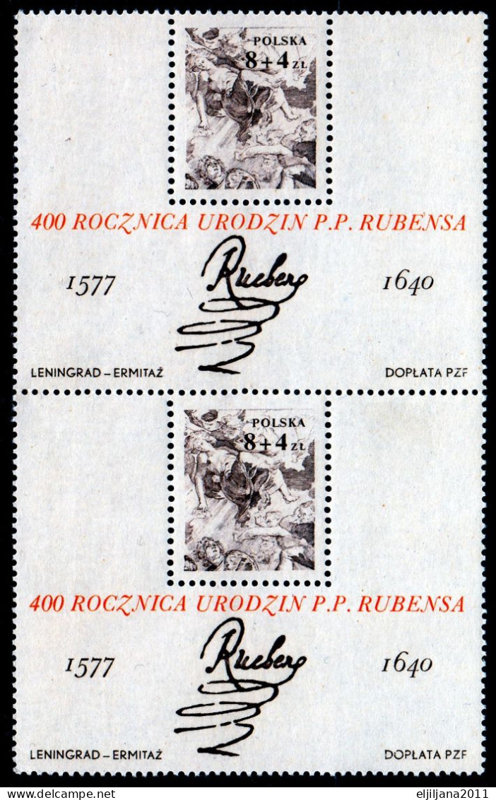 ⁕ Poland / Polska 1977 ⁕ Rubens Quatercentenary Mi.2501 Block 67 ⁕ 2v MNH - In Pairs - Nuevos
