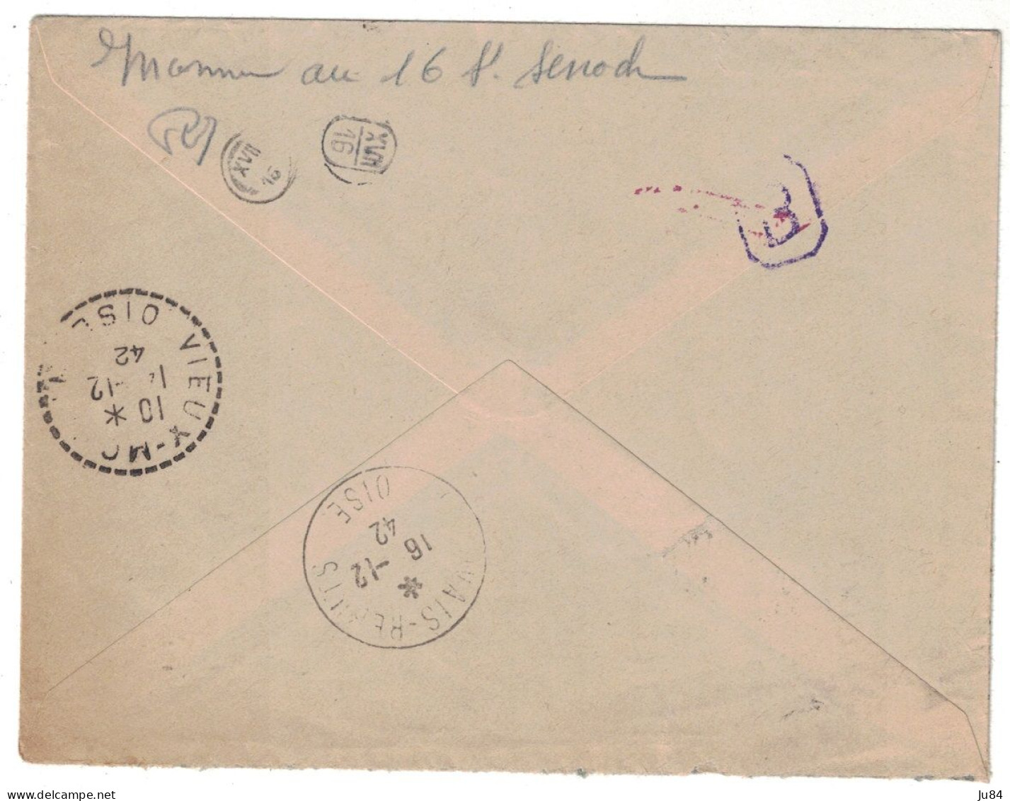 Paris 120 - Lettre Pour L'Oise - Retour Envoyeur - Affranchissement 1f50 Pétain - Décembre 1942 - Posttarieven