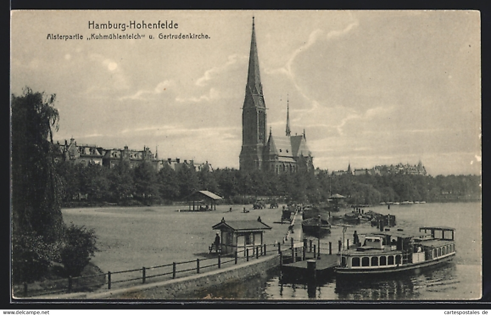 AK Hamburg-Hohenfelde, Gertrudenkirche Mit Kuhmühlenteich  - Noord