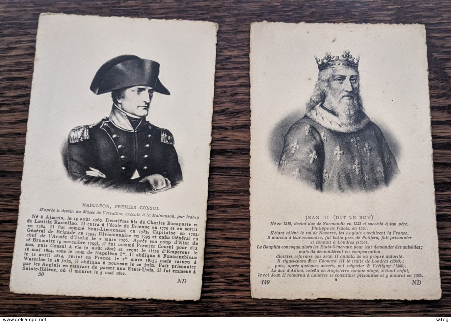 Lot De 2 Cartes Postales Anciennes : Napoléon Premier Consul Et Jean II - Unclassified