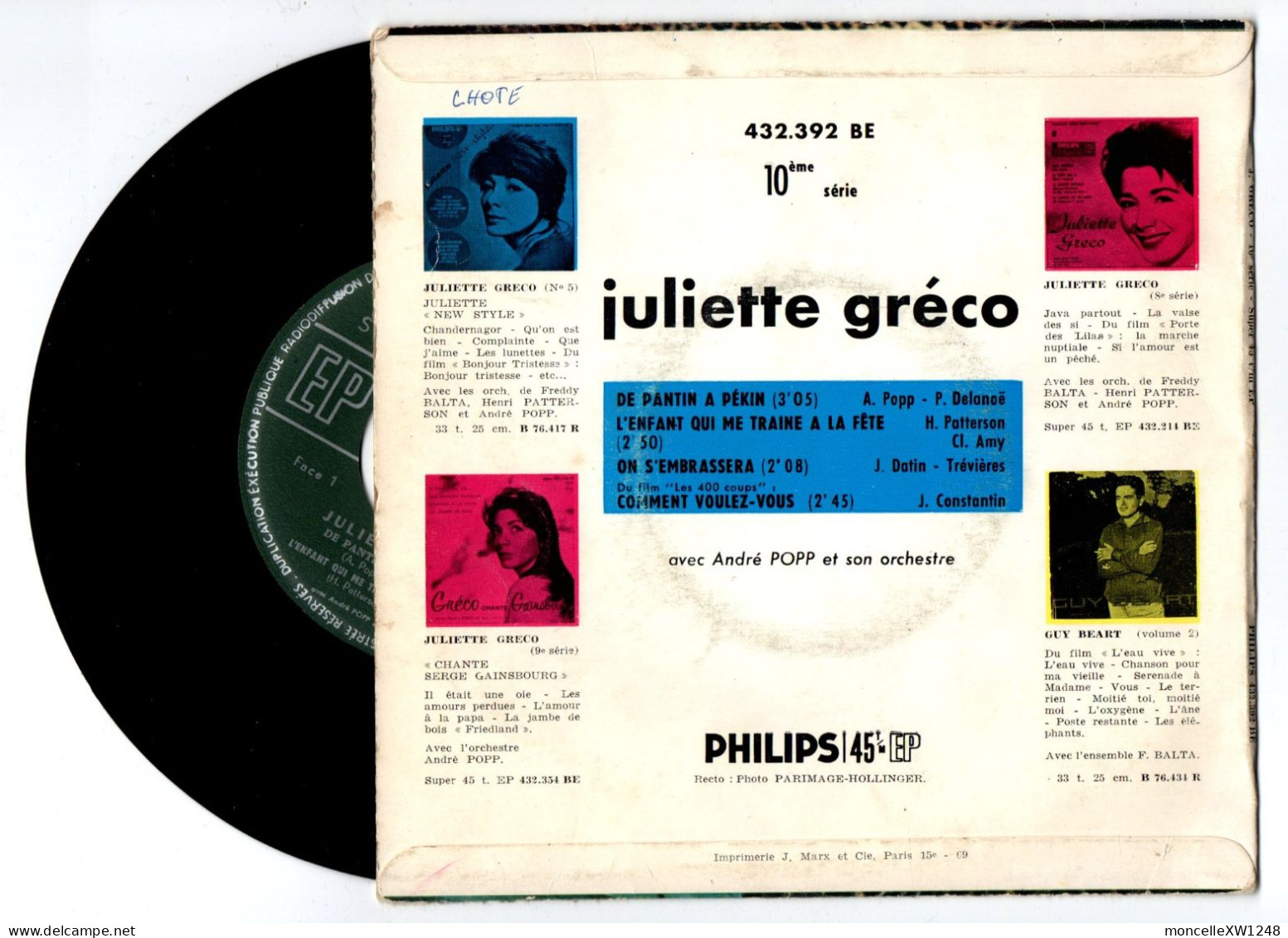 Juliette Gréco - 45 T EP DE Pantin à Pékin (1963) - 45 Toeren - Maxi-Single