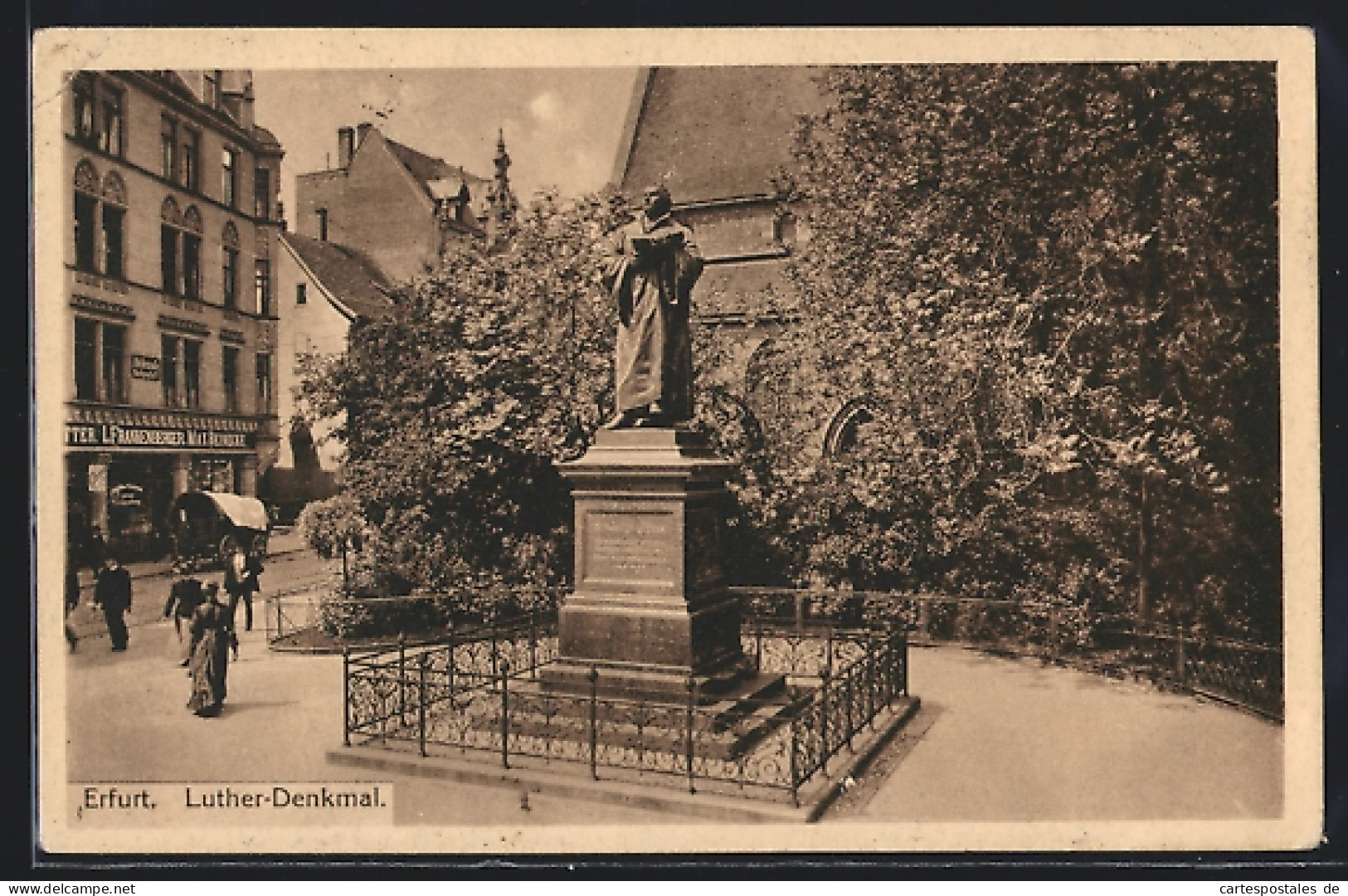 AK Erfurt, Kutsche Vor Dem Luther-Denkmal, L. Frankenberger, Max Reinecke  - Erfurt