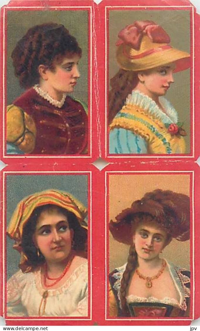 Véritable Chromolithographie : ENSEMBLE DE 4 VIGNETTES. PORTRAITS FEMININS. - Other & Unclassified