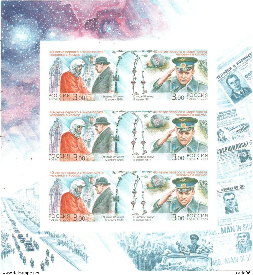 2001 RUSSIA YURI GAGARIN FOGLIETTO NON DENTELLATO RRR  - BOLAFFI / SASSONE - UdSSR