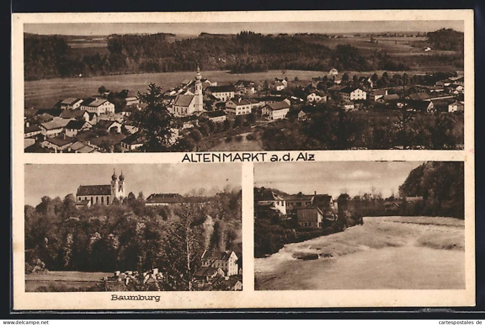 AK Altenmarkt A. D. Alz, Ortsansicht Mit Baumburg Und Flusspartie  - Sonstige & Ohne Zuordnung