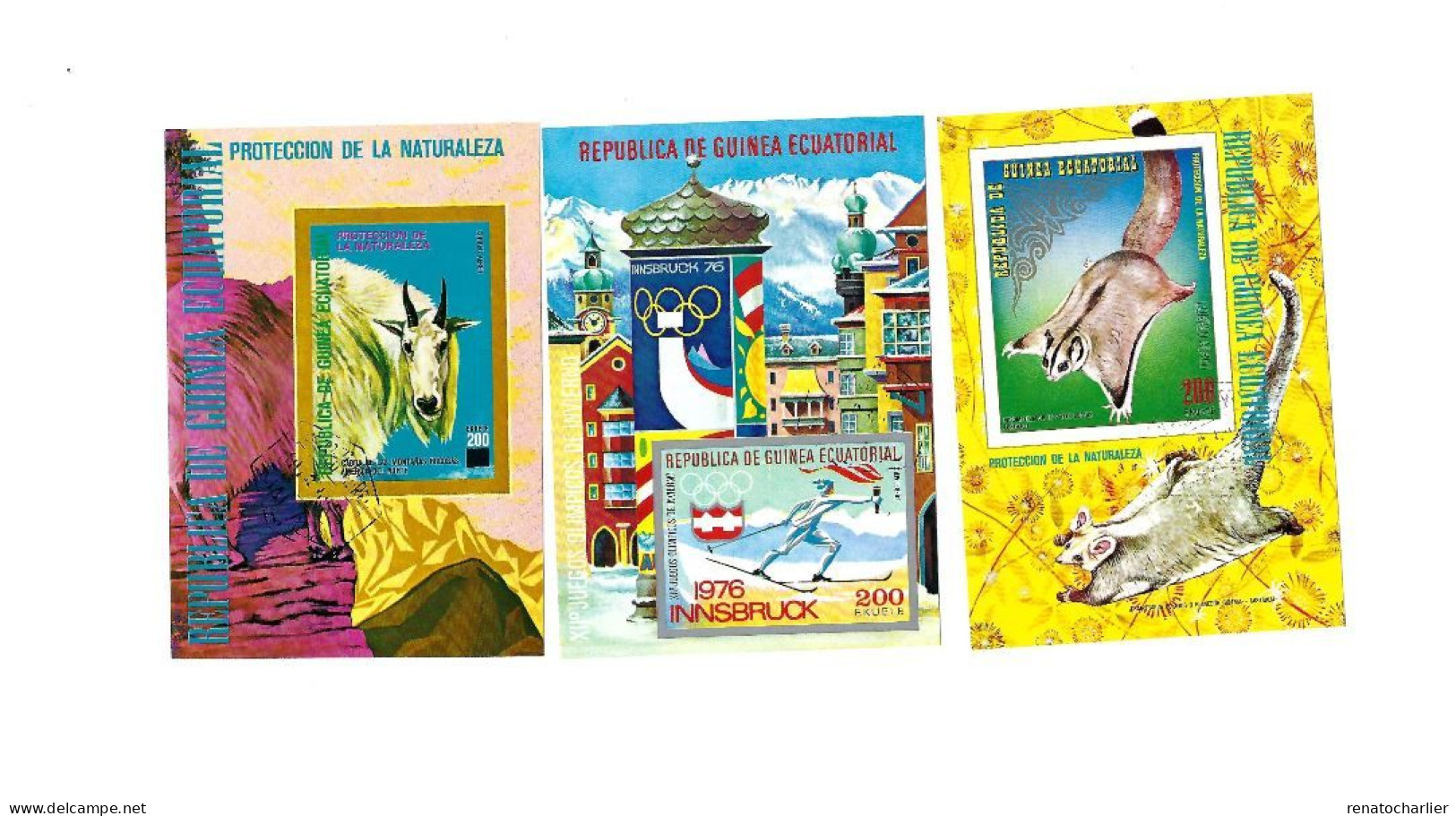 Collection De 10 BF Oblitérés. (art Chinois,ski,animal,UPU,poissons,espace,football,peinture) - Guinea Equatoriale