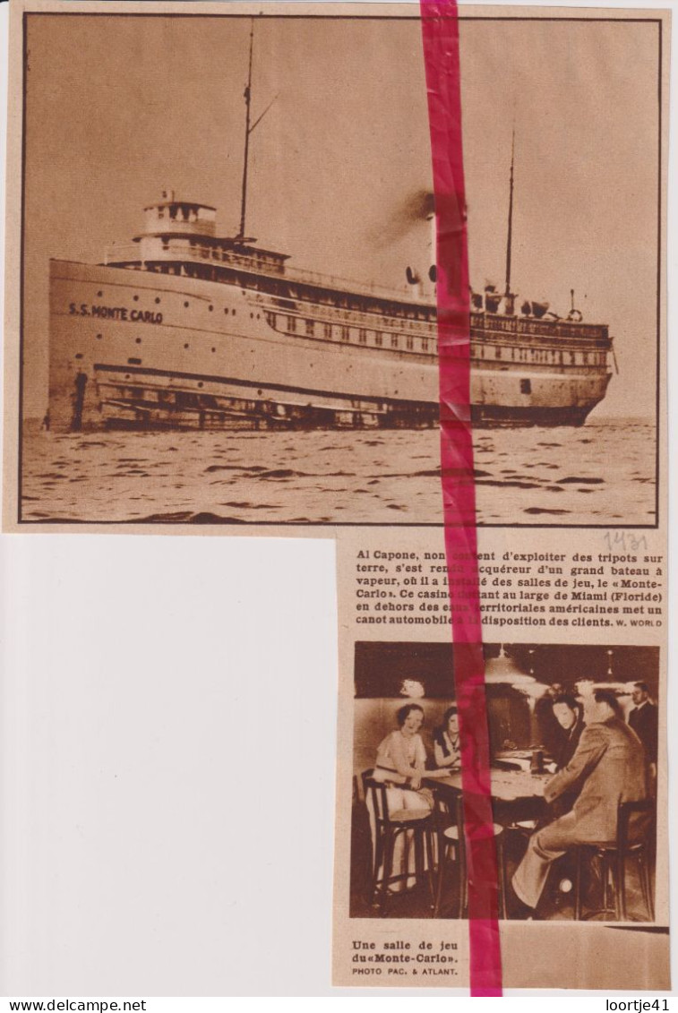 Miami - Ship SS Monte Carlo, Casino Flottant - Orig. Knipsel Coupure Tijdschrift Magazine - 1931 - Unclassified