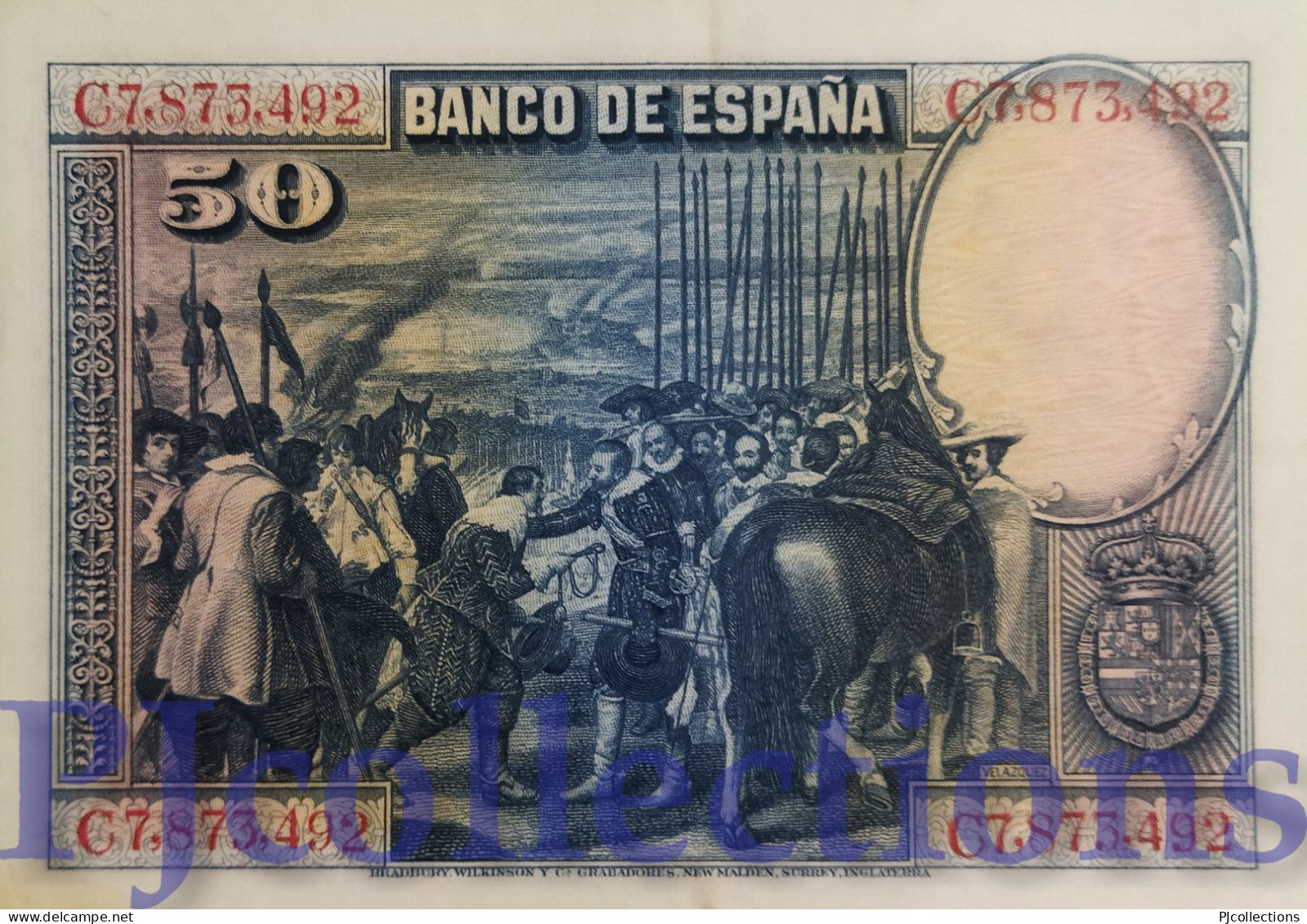 SPAIN 50 PESETAS 1928 PICK 75b AU/UNC - 50 Pesetas