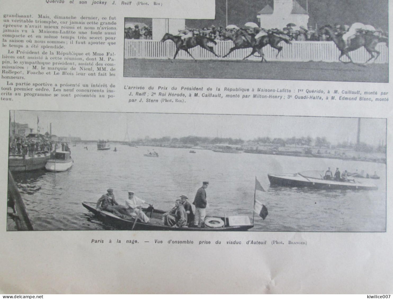 1907 NATATION Traversée De La Seine à PARIS   Jarvis - Zonder Classificatie