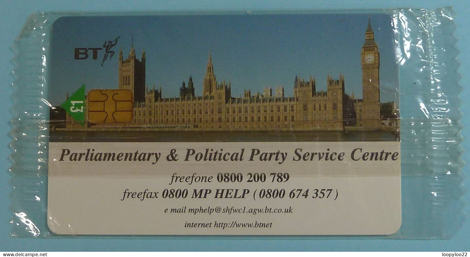 UK - BT - Chip - Parlimentary & Political Party Service Centre - £1 - Mint In Blister - BT General Issues